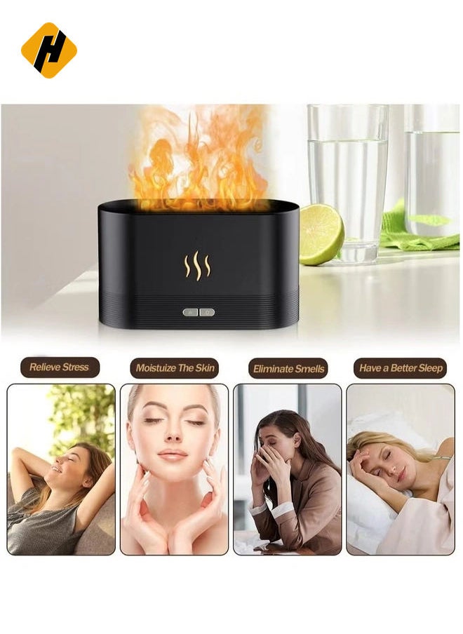 Flame Diffuser Humidifier, Ultra-Silent Cool Mist Air Fire Diffuser, 2 Brightness Night Light & Auto-Off, Essential Oil Aromatherapy Flame Humidifier Aroma Diffuser for Home