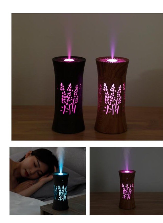 Mini Mute USB Color Night Light Spray Water Replenisher Wood Grain Humidifier