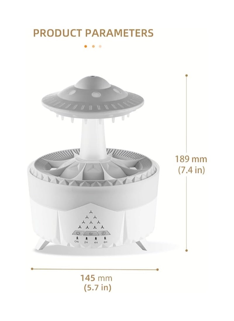 Rain Cloud Humidifier with Silent UFO Night Light, Aromatherapy Diffuser for Essential Oils, Compact Cloud-Shaped Humidifier for Home, Office, and Car