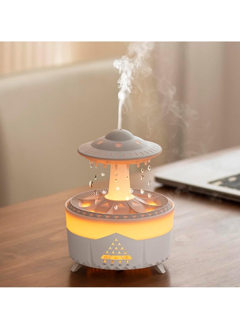 Rain Cloud Humidifier with Silent UFO Night Light, Aromatherapy Diffuser for Essential Oils, Compact Cloud-Shaped Humidifier for Home, Office, and Car