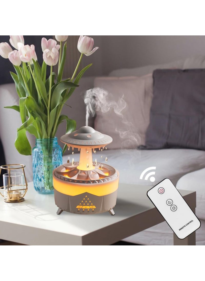 Rain Cloud Humidifier with Silent UFO Night Light, Aromatherapy Diffuser for Essential Oils, Compact Cloud-Shaped Humidifier for Home, Office, and Car