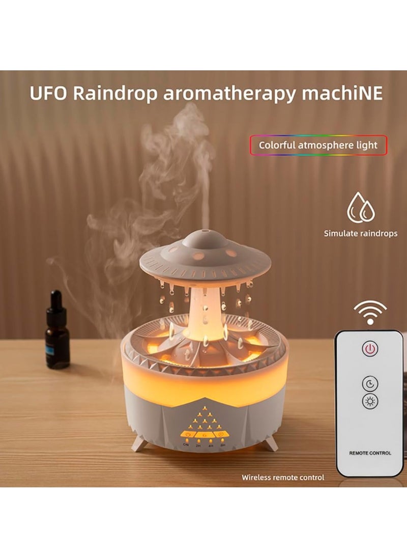 Rain Cloud Humidifier with Silent UFO Night Light, Aromatherapy Diffuser for Essential Oils, Compact Cloud-Shaped Humidifier for Home, Office, and Car