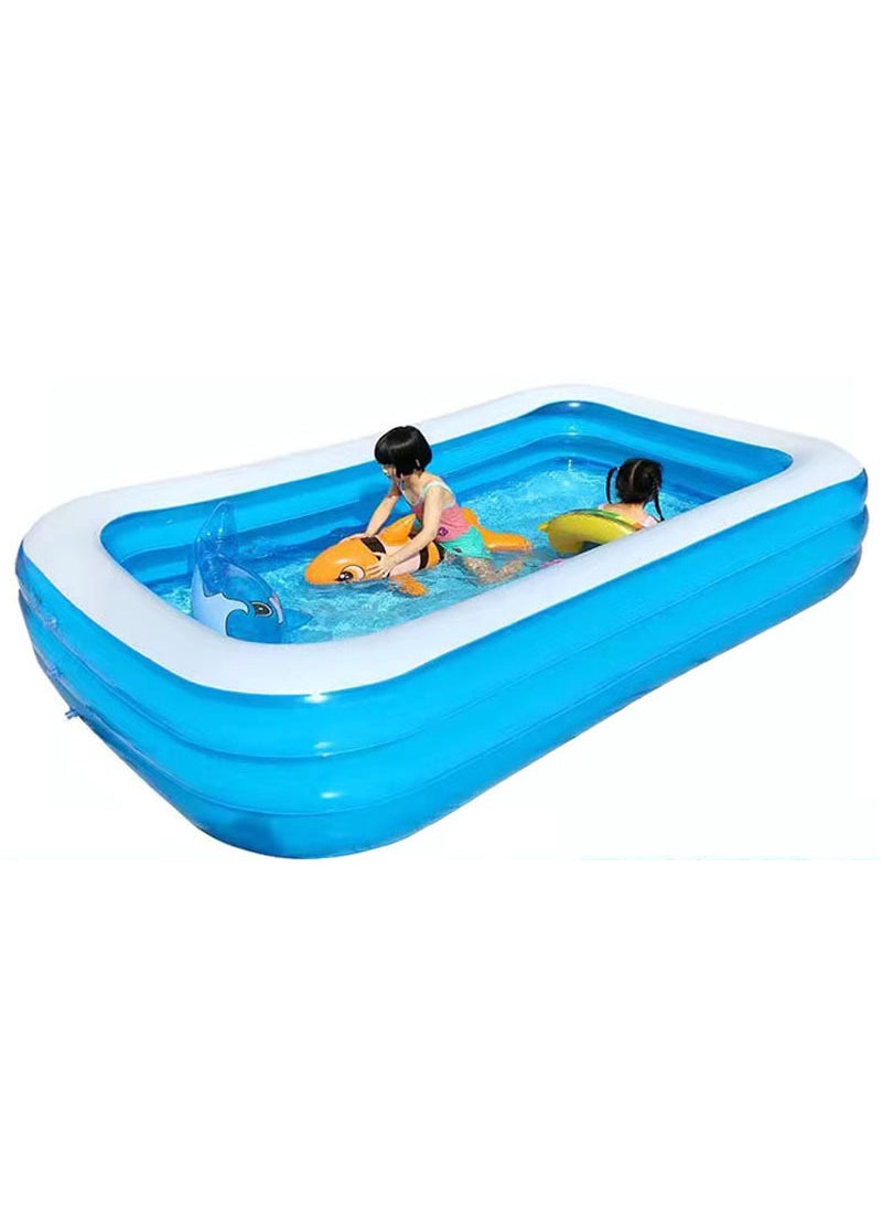 1 x 5 pcs Inflatable Kids Pool Factory Stock Baby Bathing 305cm three-ring flat bottom thickened blue and white