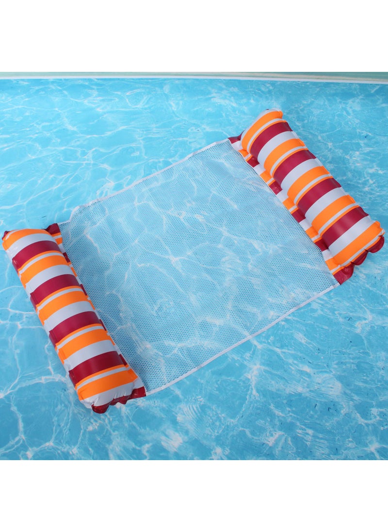 Inflatable PVC Lounger Swimming Float Bed Two-tube orange floating row (hand pump)