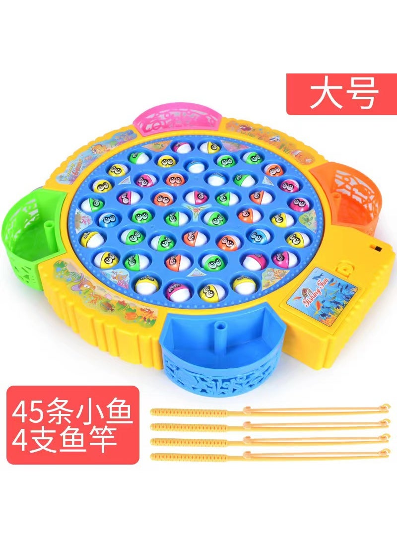 Multifunctional Magnetic Fishing Toy for Kids [hook model] 45 fish electric fishing pan (chinese color box - random color)