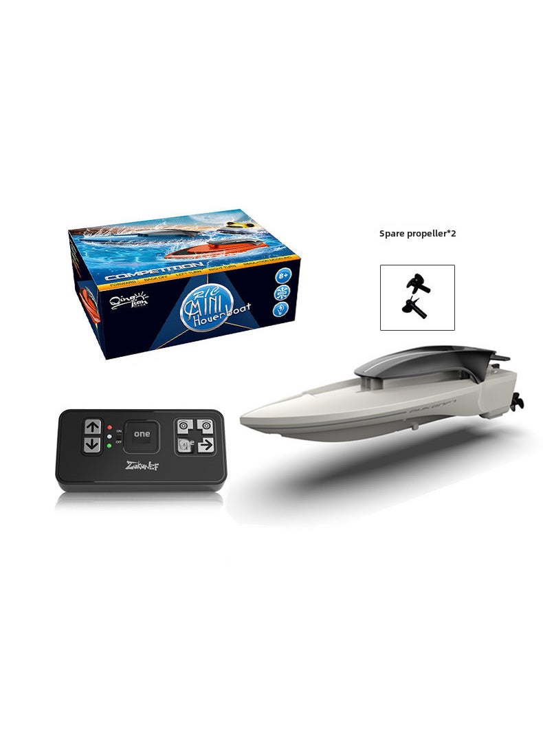 Mini RC High-Speed Boat 2.4G with LED Lights 888 White 2.4G (e-commerce packaging)