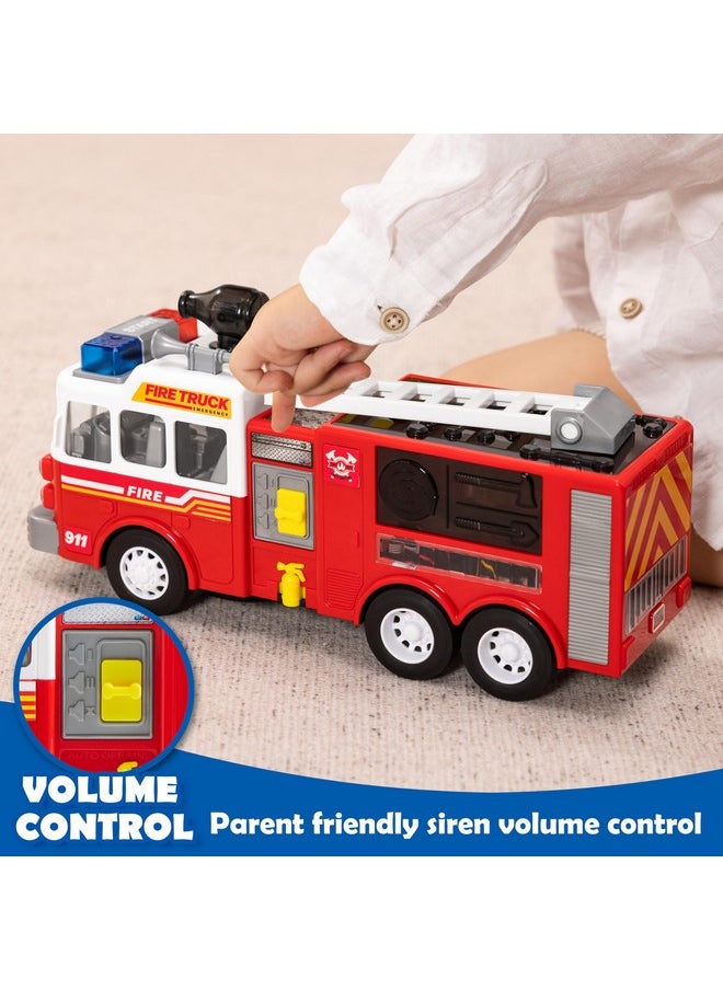 Led Fire Truck Toy For Toddlers - Led Projections & Sirens, Bump And Go Fire Engine Trucks With Mode Switch & Volume Control, Boys&Girls Firetruck, Kids Birthday