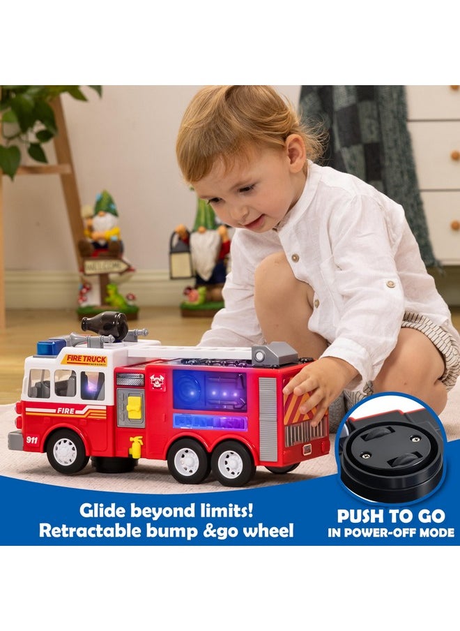 Led Fire Truck Toy For Toddlers - Led Projections & Sirens, Bump And Go Fire Engine Trucks With Mode Switch & Volume Control, Boys&Girls Firetruck, Kids Birthday