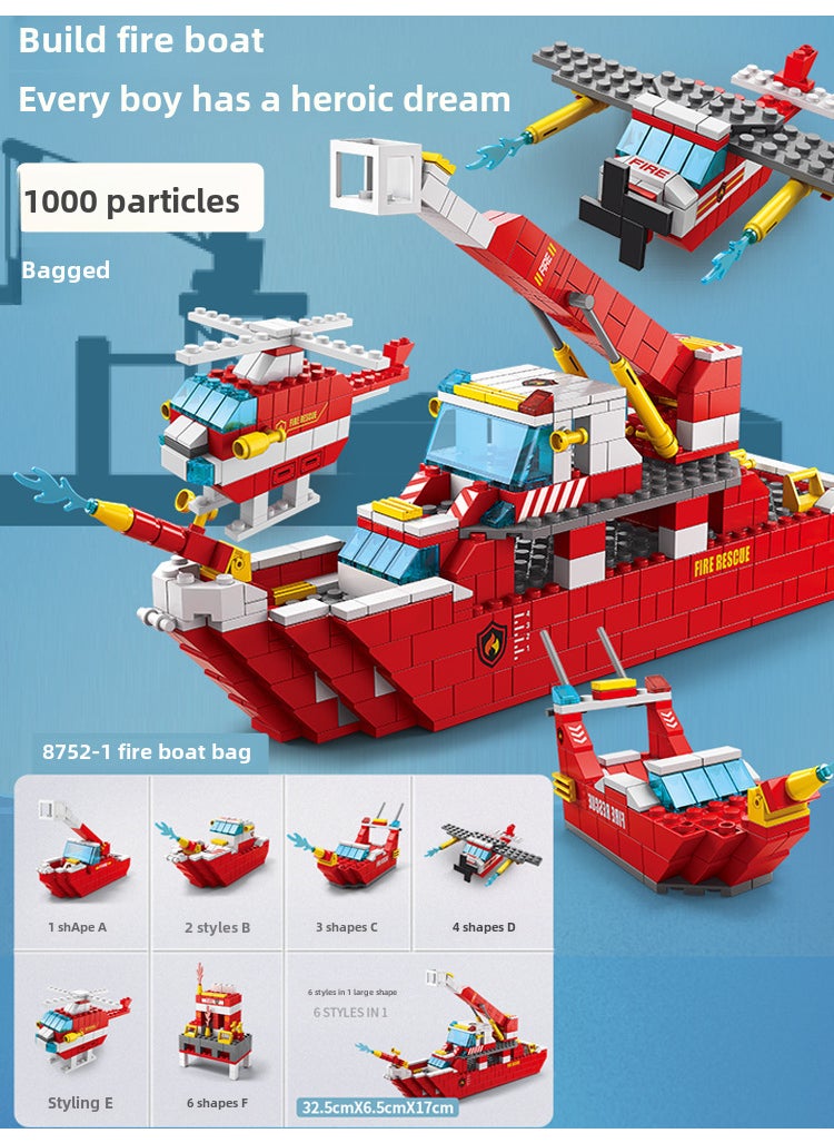 Lele Brothers 8850 Brick House 1000pcs Building Blocks Educational Toy Gift for Boys and Girls Fire boat 1000PCs