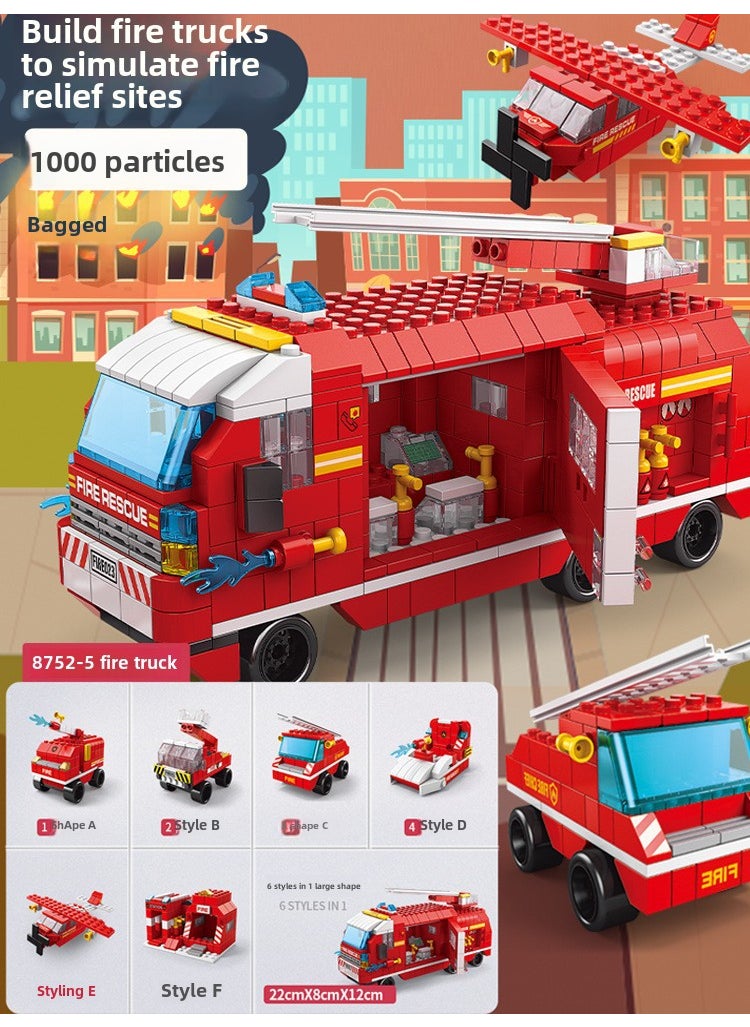 Lele Brothers 8850 Brick House 1000pcs Building Blocks Educational Toy Gift for Boys and Girls Fire truck 1000PCs