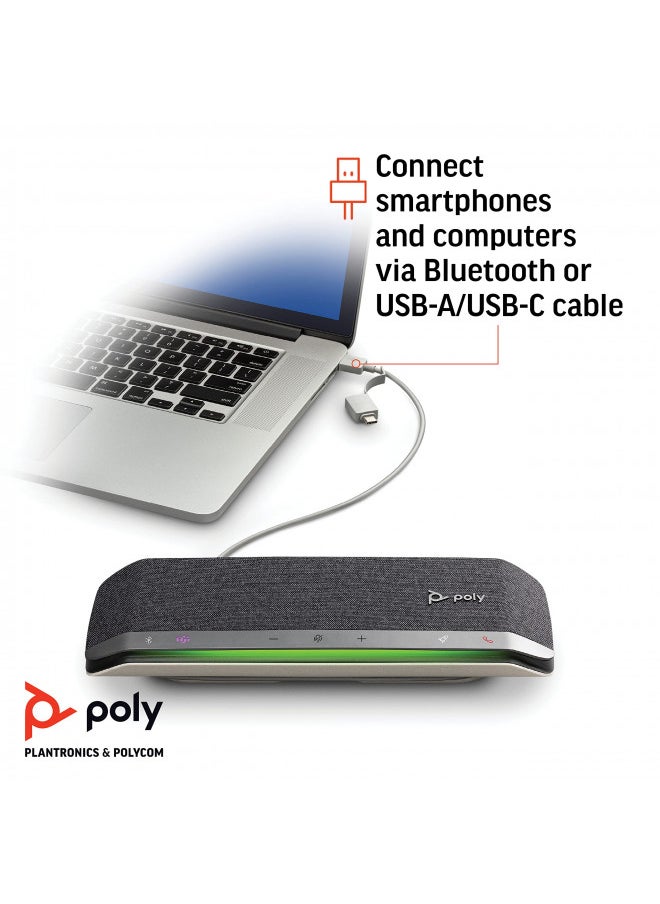 Poly - Sync 40 Smart Speakerphone (Plantronics) - Flexible Work Spaces - Connect to PC/Mac via Combined USB-A/USB-C Cable and Smartphones via Bluetooth - Works with Teams (Certified), Zoom & More
