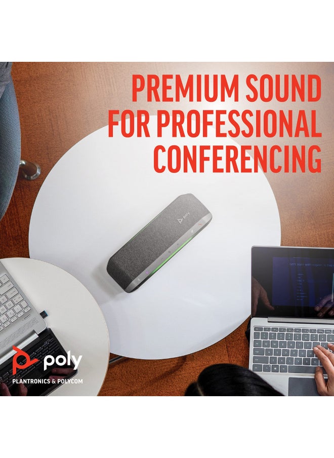 Poly - Sync 40 Smart Speakerphone (Plantronics) - Flexible Work Spaces - Connect to PC/Mac via Combined USB-A/USB-C Cable and Smartphones via Bluetooth - Works with Teams (Certified), Zoom & More