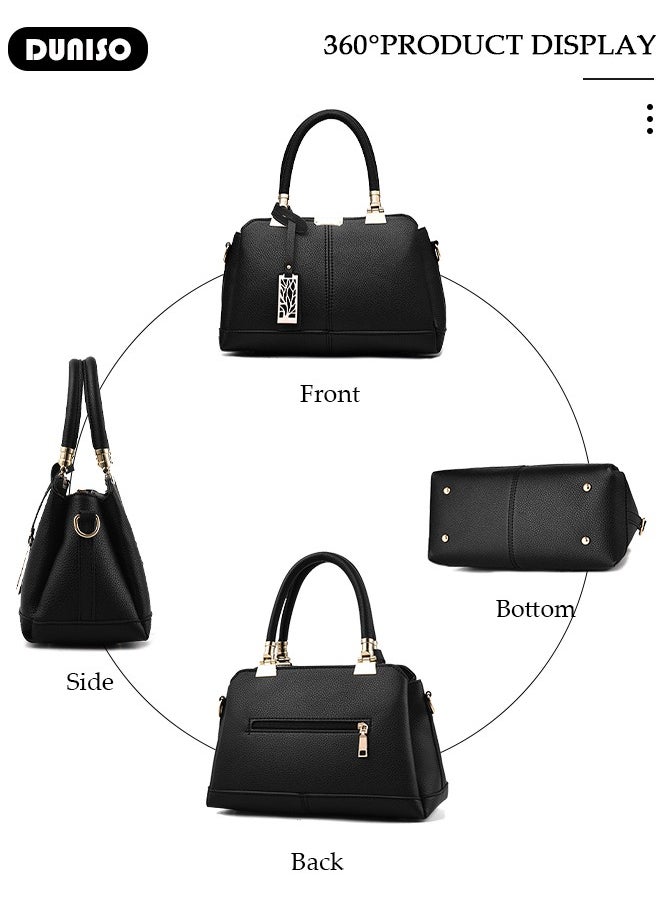 Women's Handbag with Removable Shoulder Strap, Soft PU Leather Elegant Tote Bag, Large Capacity Tote Shoulder Bag, Fashion Ladies Satchel Bag for Office Travel Daily