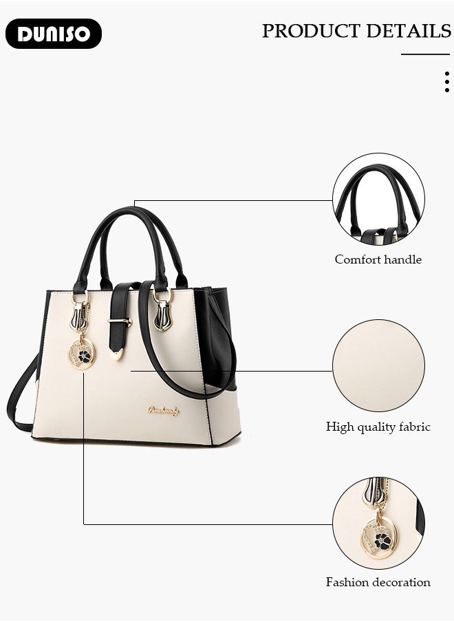 Women's Handbag with Removable Shoulder Strap, Soft PU Leather Elegant Tote Bag, Large Capacity Tote Shoulder Bag, Fashion Ladies Satchel Bag for Office Travel Daily