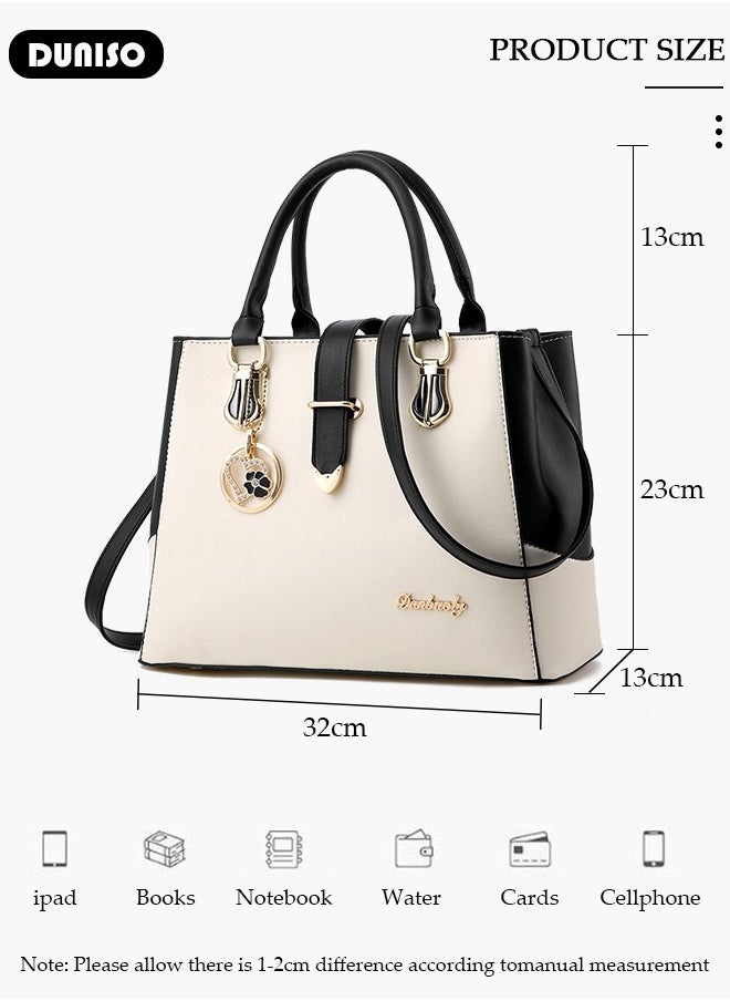 Women's Handbag with Removable Shoulder Strap, Soft PU Leather Elegant Tote Bag, Large Capacity Tote Shoulder Bag, Fashion Ladies Satchel Bag for Office Travel Daily