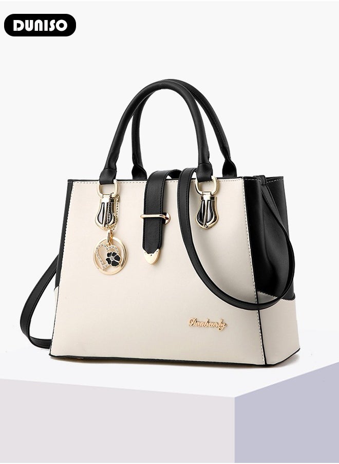 Women's Handbag with Removable Shoulder Strap, Soft PU Leather Elegant Tote Bag, Large Capacity Tote Shoulder Bag, Fashion Ladies Satchel Bag for Office Travel Daily