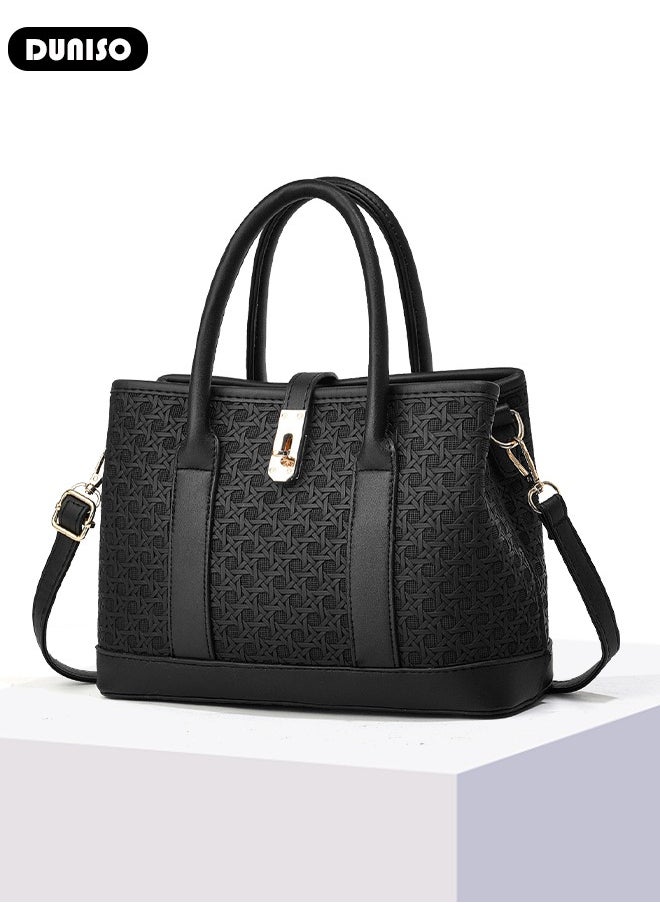 Women's Handbag with Removable Shoulder Strap, Soft PU Leather Elegant Tote Bag, Large Capacity Tote Shoulder Bag, Fashion Ladies Satchel Bag for Office Travel Daily