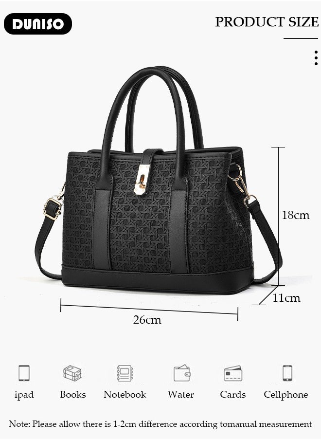 Women's Handbag with Removable Shoulder Strap, Soft PU Leather Elegant Tote Bag, Large Capacity Tote Shoulder Bag, Fashion Ladies Satchel Bag for Office Travel Daily