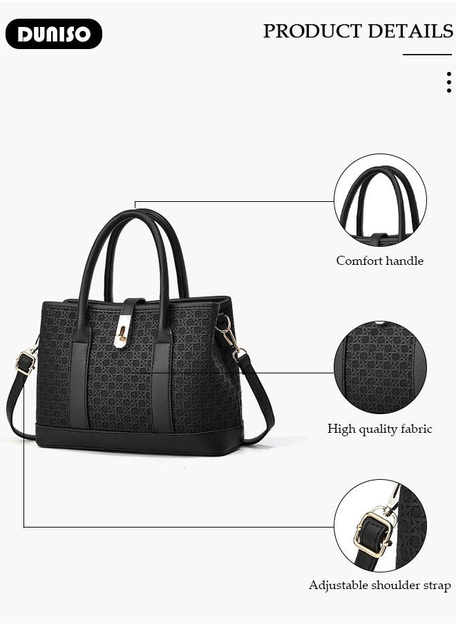 Women's Handbag with Removable Shoulder Strap, Soft PU Leather Elegant Tote Bag, Large Capacity Tote Shoulder Bag, Fashion Ladies Satchel Bag for Office Travel Daily