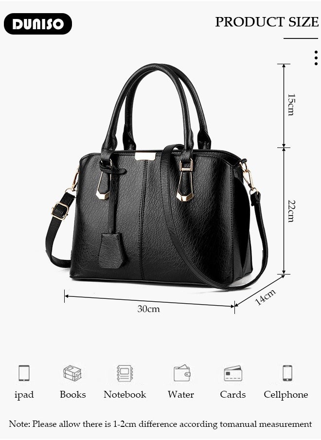 Women's Handbag with Removable Shoulder Strap, Soft PU Leather Elegant Tote Bag, Large Capacity Tote Shoulder Bag, Fashion Ladies Satchel Bag for Office Travel Daily