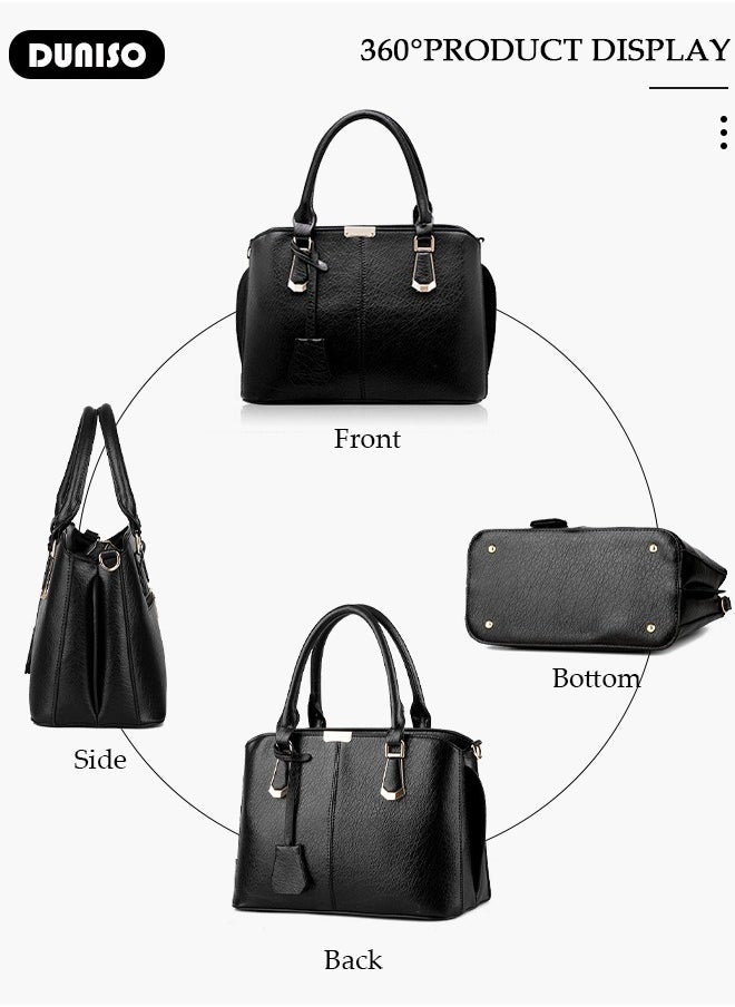 Women's Handbag with Removable Shoulder Strap, Soft PU Leather Elegant Tote Bag, Large Capacity Tote Shoulder Bag, Fashion Ladies Satchel Bag for Office Travel Daily