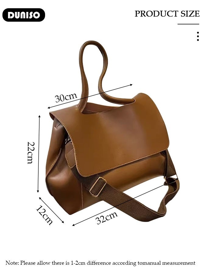 Women's Shoulder Tote Bag Faux Leather Handbag For Women Large Capacity Bucket  Crossbody Bag Fashionable Travel Messenger Bag Shoulder Bag For Ladies Girls College Students