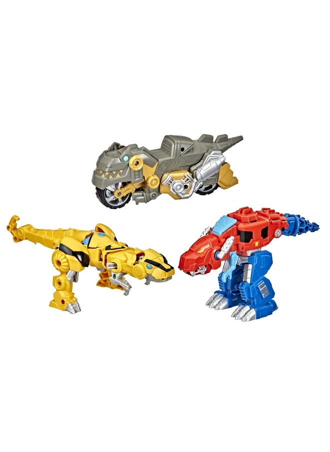 Playskool Primal Team-Up 3-Pack With Optimus Prime,Bumblebee, And Grimlock Converting Dinosaur Figures, 4.5-Inch Toys, Ages 3 And Up (Amazon Exclusive)