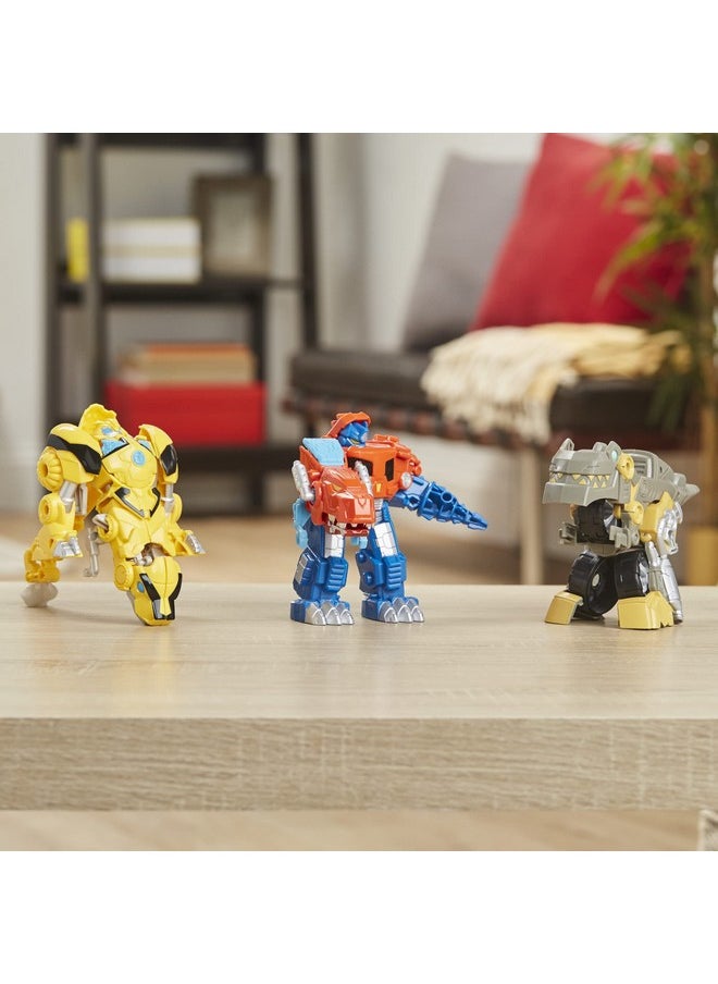 Playskool Primal Team-Up 3-Pack With Optimus Prime,Bumblebee, And Grimlock Converting Dinosaur Figures, 4.5-Inch Toys, Ages 3 And Up (Amazon Exclusive)