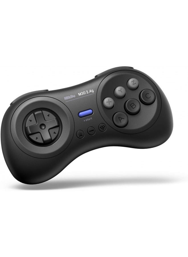 8Bitdo M30 2.4G Wireless Gamepad for the Original Sega Genesis and Sega Mega Drive - Sega Genesis,Black