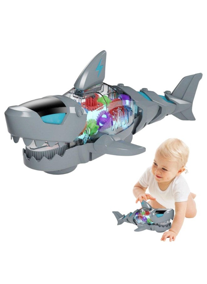 Electric Shark Toy – Moving Mouth, Colorful Lights, and Sound of Waves | Sea Animal Gear Toy for Toddlers with Clear Gearing Effect