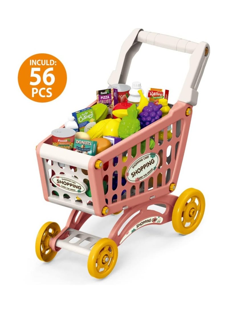 Little Story Role Play Market Shopping Cart Toy Set (56 Pcs) - Pink