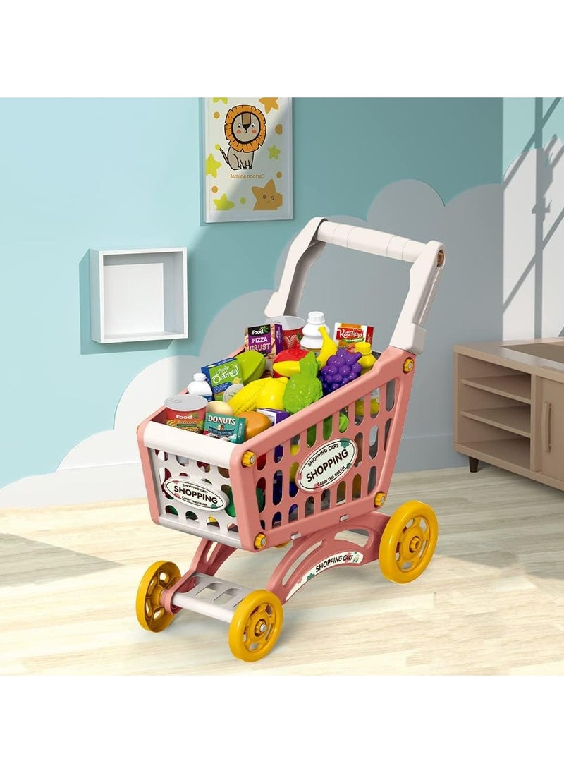 Little Story Role Play Market Shopping Cart Toy Set (56 Pcs) - Pink