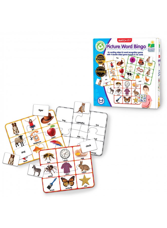 The Learning Journey: Match It! Bingo - Picture Word - Reading Game for Preschool and Kindergarten 36 Picture Word Cards, 9.5