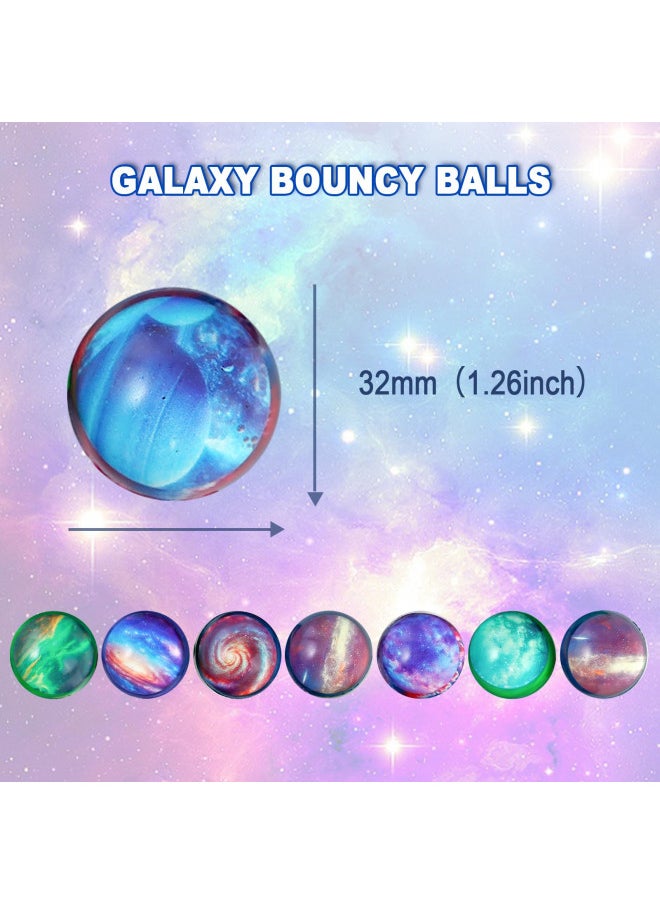 Pllieay 24PCS Galaxy Bouncy Balls, Space Bouncy Balls Bulk 32mm Space Theme Bouncy Balls for Kids Party Favors, Christmas Gift Bag Filling