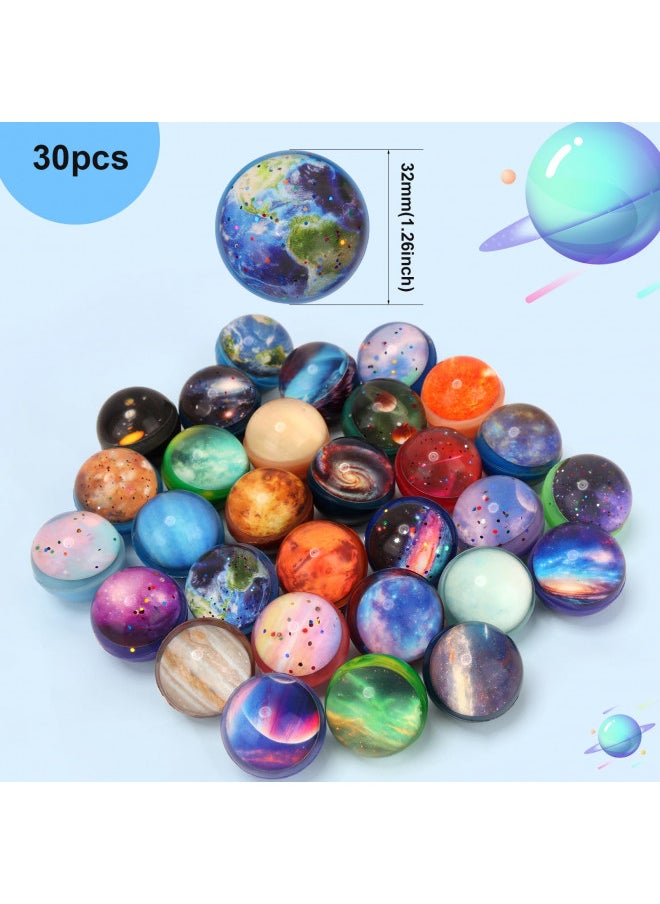 Pllieay 30PCS Galaxy Bouncy Balls, 32mmSpace Bouncy Balls Bulk, Space Party Favors Rubber Balls for Kids Party Favors, Space Toys for Kids, Christmas Gift Bag Filling(30 style)