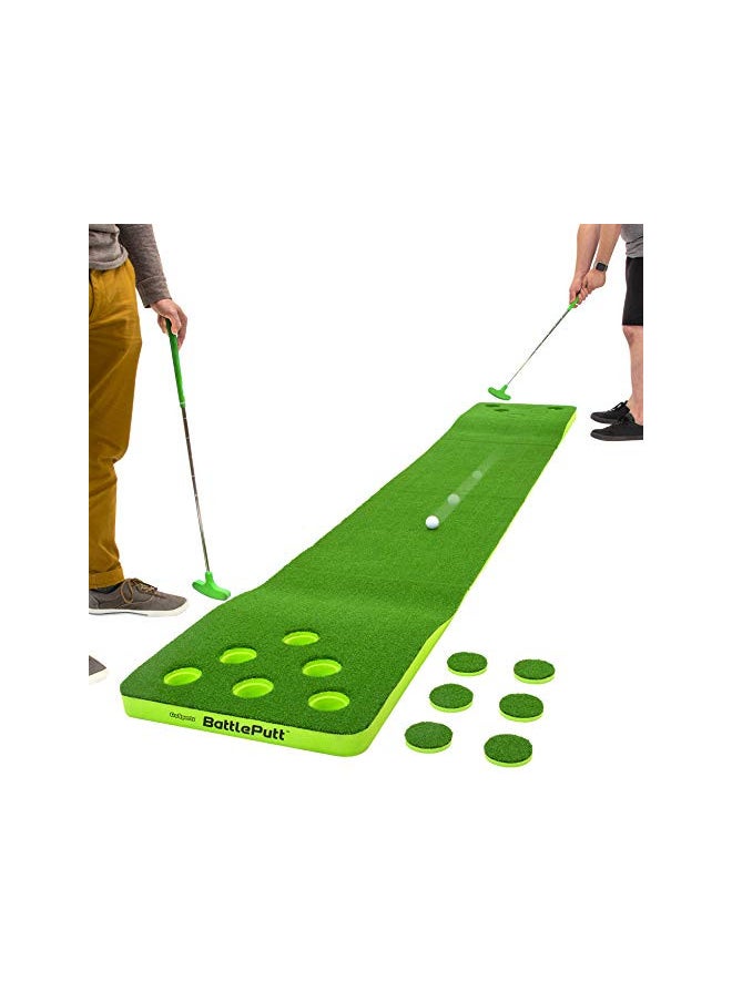 GoSports BattlePutt Golf Putting Game, 2-on-2 Pong Style Play with 11 ft Putting Green, 2 Putters and 2 Golf Balls