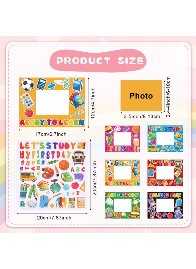 24 Pcs Welcome Back to School Picture Frame Kindergarten DIY Craft Picture Frame School Photo Frame Craft Kits for Kids Preschool Party Decoration Arts Craft Elementary Classroom Game Activities