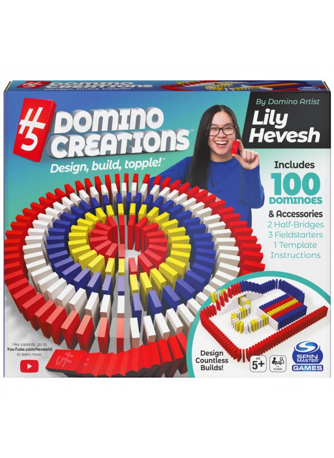 H5 Domino Creations 100-Piece Set Kids Games for Game Night Building Toys for Outdoor Games Lily Hevesh Dominoes Set for Adults & Kids Ages 5+