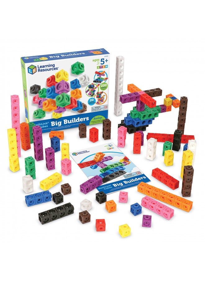 Learning Resources MathLink Cubes Big Builders - Set of 200 Cubes, Ages 5+ Develops Early Math Skills, STEM Toys, Math Games for Kids, Math Cubes for Kids, Math Cubes Manipulatives