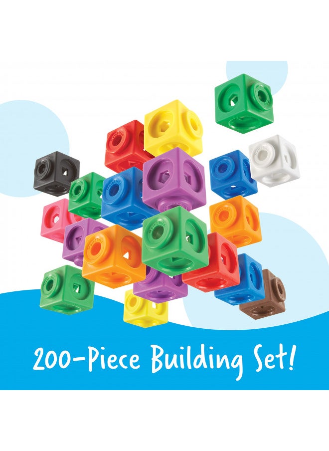 Learning Resources MathLink Cubes Big Builders - Set of 200 Cubes, Ages 5+ Develops Early Math Skills, STEM Toys, Math Games for Kids, Math Cubes for Kids, Math Cubes Manipulatives