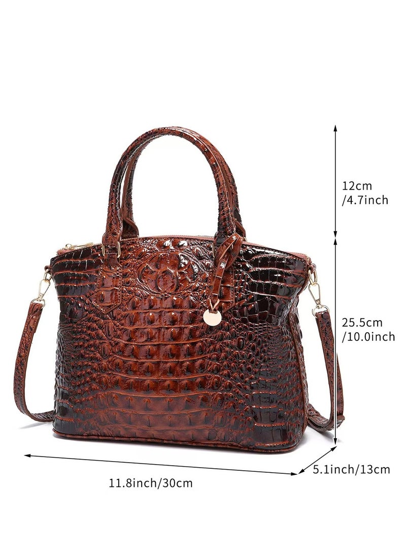 Women Satchel Handbags Top-Handle Bags fuax Leather Embossed Crocodile pattern shoulder bag