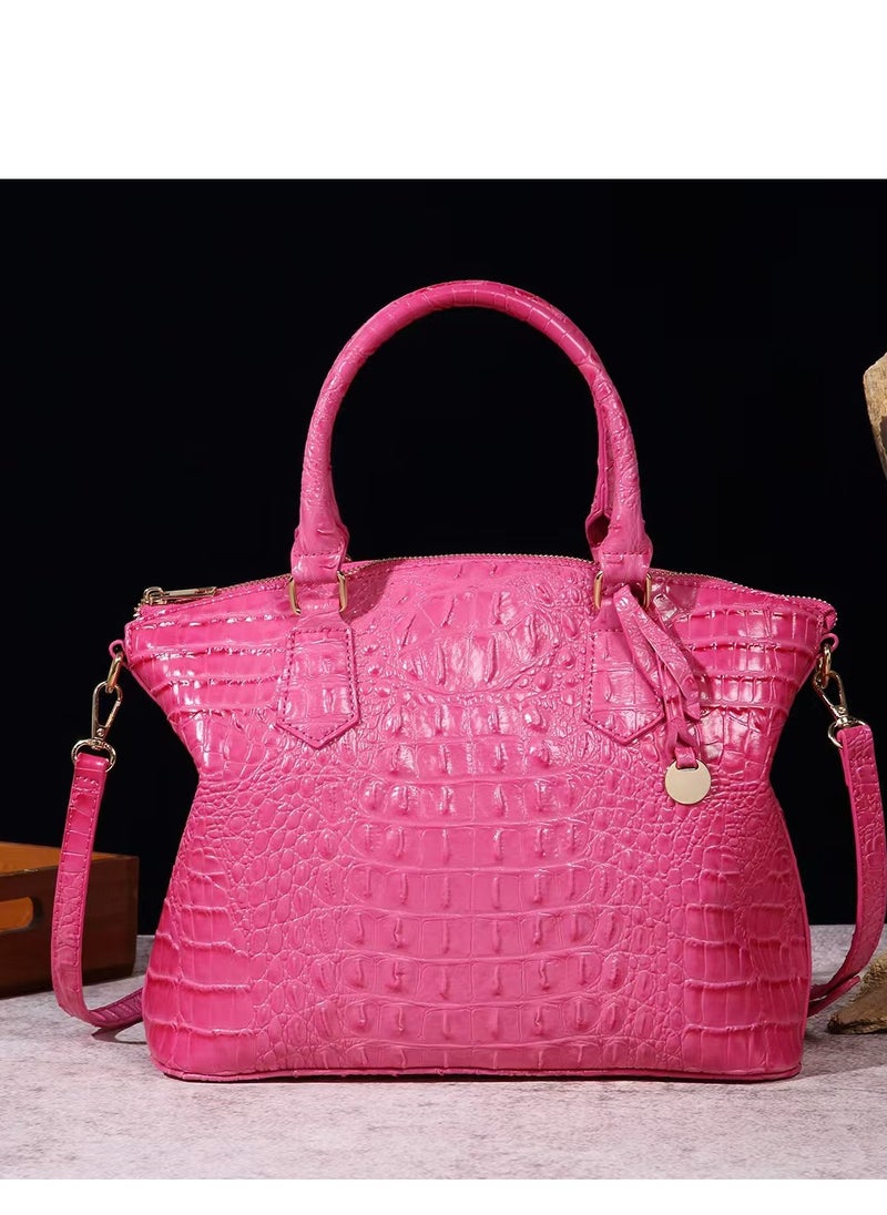 Women Satchel Handbags Top-Handle Bags fuax Leather Embossed Crocodile pattern shoulder bag-Pink