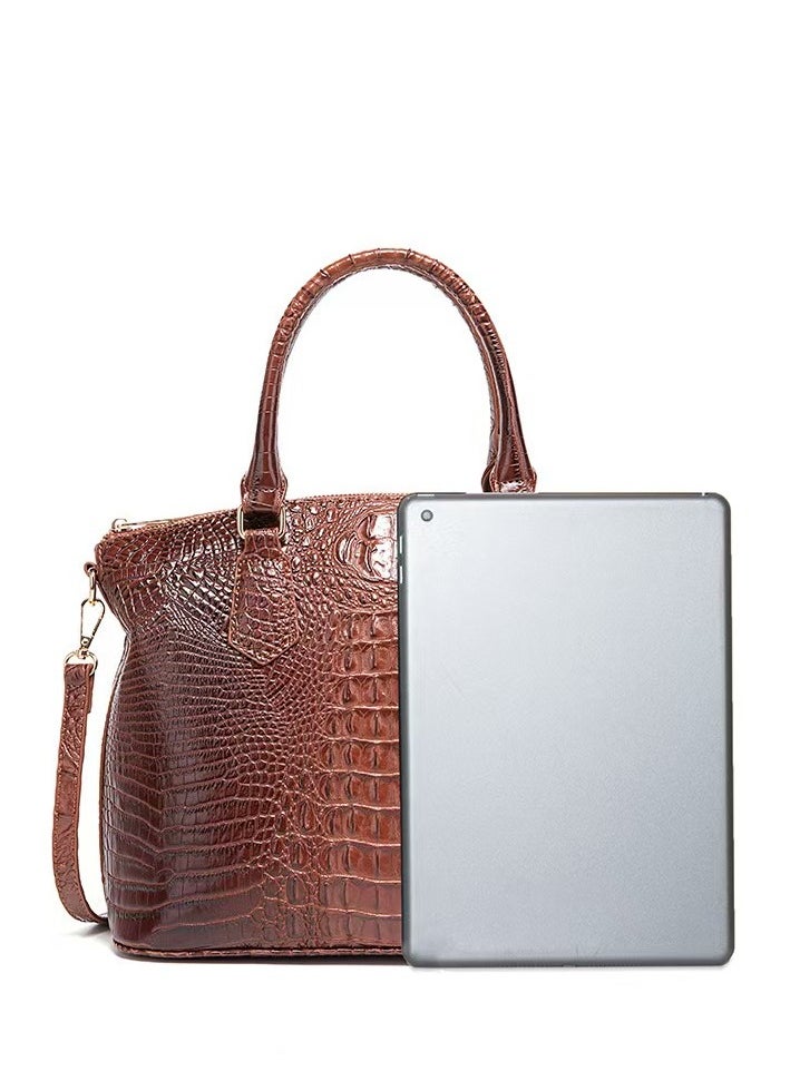 Women Satchel Handbags Top-Handle Bags fuax Leather Embossed Lizard skin pattern shoulder bag-Light Purple