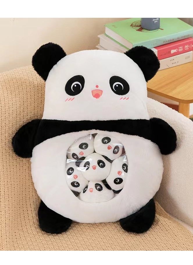 Cute Plush Pillow Removable Stuffed Animal Toy Creative Gift Children's Soft Pillow Room Decoration - Panda (6 Panda Balls Inside)