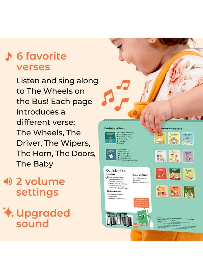 Calis Books The Wheels On The Bus Book | New Rechargeable Musical Book, No More Batteries | Books For 1 Year Old | Wheels On The Bus Toy | Musical Book For Toddlers 1-3 | Musical Toy For Toddlers