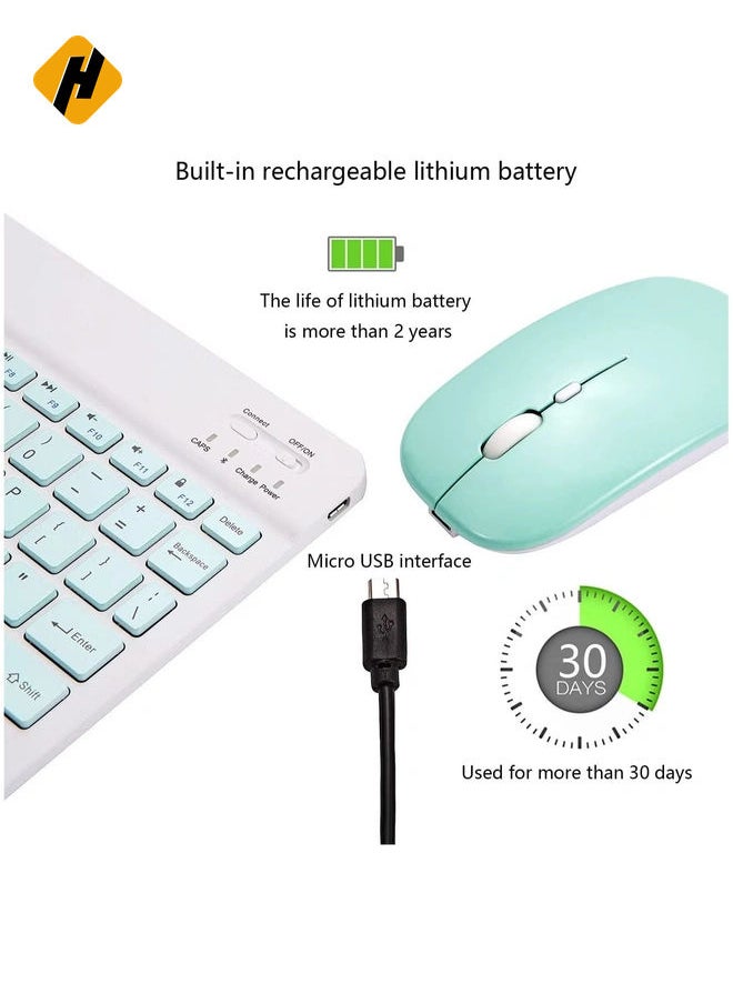 Ultra-Slim Bluetooth Keyboard and Mouse Combo Rechargeable Portable Wireless Keyboard Mouse Set for Apple iPad iPhone iOS 13 and Above Samsung Tablet Phone Smartphone Android Windows