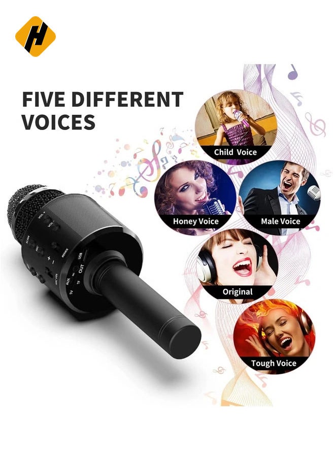 Wireless Bluetooth Karaoke Microphone,Rechargeable Kids Microphone Karaoke Machine,Professional Handheld Karaoke Mic Speaker Home KTV Kids Birthday Party - Best Gifts for Kids Adults (Black)