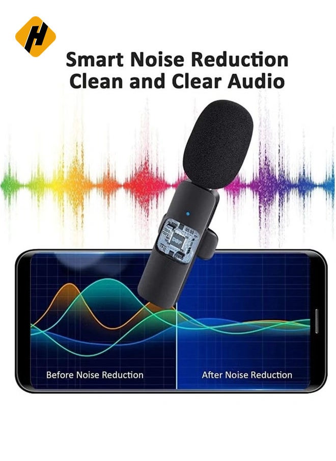 Wireless Lavalier Microphone for Phone, Plug-Play Wireless Mic with Microphone for Android Phone Video Recording, Interview, Vlog, Auto Sync and Noise Reduction (Type C Single with OTG)