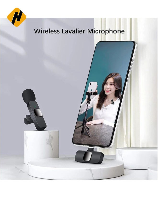 Wireless Lavalier Microphone for iPhone iPad USB C Smartphone, Plug and Play Mini Mic for YouTube TikTok Live Streaming Gaming K Song Recording Auto Noise Reduction