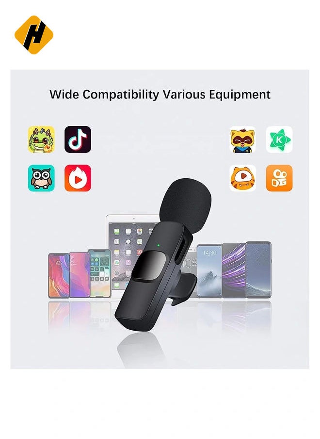 Wireless Lavalier Microphone for iPhone iPad, Plug and Play Mini Mic for YouTube TikTok Live Streaming Gaming K Song Recording Auto Noise Reduction (Lightning 1)